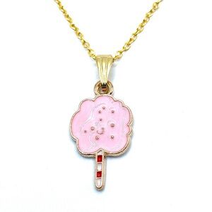 Pink Cotton Candy Necklace Gold